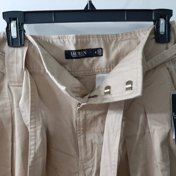 NWT Ralph Lauren Khaki Tan Paper Bag Waist Belted Jogger Pants size 6 - Picture 4 of 9